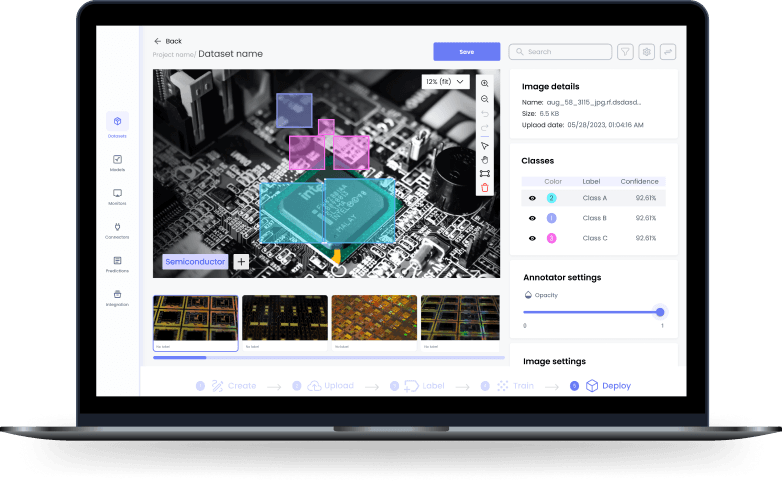 Small hero section showing AI anomaly detection dashboard